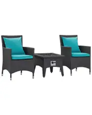 Modway Convene 3-Piece Set Outdoor Patio with Fire Pit