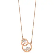 14k Rose Gold Polished Real Diamond Double Circle 18in Necklace