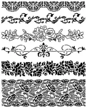 Really Great Stencils, Floral Borders 2 Stencil, 8"x 9..75", Old Lace, Flowers