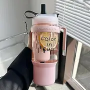Leakproof Tumbler Cup, Cute Water Bottle Large Capacity Drinkware, Portable Beverage Container, Iced Coffee Travel Cup, Reusable Straw Cup, Versatile Drink Tumbler for Outdoor Travel (Pink)/1210