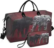 [YXYZRMY] Black White Leopard Red Travel Duffel Bag Gym Bag Sports Tote Bag with Multiple Interior Pockets Shoulder Weekender Bag for Women Men with Toiletry Bag 20.5”x 7.9”x 13.8”, Multi-Colored, one