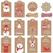 120PCS Christmas Gift Tags Brown Kraft Paper Christmas Gift Tags Multicolored