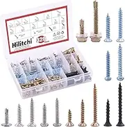Hilitchi 320Pcs Self Drilling Self Tapping Screws Stainless Steel Zinc Plated Phillips Flat Head Bugle Head Pan Head Wafer Head Screw Assortment Kit for Wood Screws, Sheet Metal Screws, and Drywall