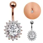 Steel Navel Rings Crystal Rhinestone Belly Button Ring Bar Piercing Jewelry B.EH