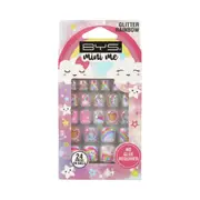 BYS Mini Me 24 Pack Press on Nails - Glitter Rainbow, Square Shape