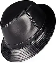 [CVMRBY] Winter Hats,Men Sheepskin Leather Jazz Hat Winter Warm Classic Vintage Fedora Hat Caps 56-60cm