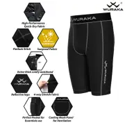 Wuraka Mens Compression Base Layer Thermal Skin Tights Running Gym Active Shorts