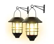 Outdoor Solar Wall Light Lantern Sconce Hanging Garden Lamp Outside Patio Fence Porch Waterproof with Light Sensor 2PCS