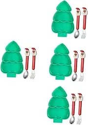 Ipetboom 4pcs Christmas Tree Shaped Plates Set Decorative Divided Tray Party Appetizer Platter Christmas Tree Dessert Plates for Boys and Girls