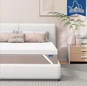 4 Inch Memory Foam Mattress Topper Double Bed, Gel-Infused Cooling Double Mattress Topper for Back Pain Relief, Dual-Layer Bed Topper Double with Washable Cover 135x190x10cm