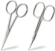 BEZOX 2pcs Scissors Set - Sharp Nail Scissors, Cuticle Scissor, Eyebrow Grooming Scissors, Cuticle Cutters, Beard Trimming Scissors, Hair Cutting Scissors Professional for Women or Men
