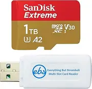 SanDisk Memory Card 1TB Extreme MicroSD UHS-I Card Compatible with Samsung Galaxy A34 5G, A24, A54 5G, A14 5G Model Phones SDSQXAV-1T00-GN6MN - Bundle with 1 Everything But Stromboli MicroSD Reader