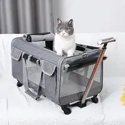 MOMOGEE Large Capacity Pet Trolley Carrier Portable Pet Backpack with Detachable Wheels Pet Travel Transport Box Airline Approved Trolley Wheels for Dog Cat Traveling Camping