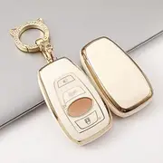 ontto Car Key fob Cover Fit for Subaru BRZ Forester Legacy Outback WRX WRX STI Impreza XV Crosstrek Remote Key case TPU Key Shell Holder Bag Keychain Keyring Accessories Beige
