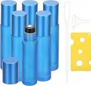 uxcell 6 Pcs Essential Oil Roller Bottles, 10ml/0.34oz Glass Roller Bottle Refillable Mini Leak-proof Roll on Bottles Containers for Essential Oils Perfume Fragrance, Dark Blue