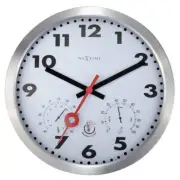 NEW NeXtime Arabic Temperature Humidity Outdoor Wall Clock, White, 35cm