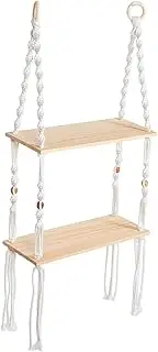 FONDOTIN Nordic Style Double Layer Wall Shelf Boho Decor Hanging Shelf for Room