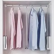 Extendable Wardrobe Rail Tube Lift Cabinet Lifter Hanger Clothing Finishing Rack, Adjustable Width Heavy Duty Pull Down Closet Rod,Silver,890to1200mm