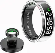 Loluka Smart Ring Touch Control Fitness Tracker Fitness Ring Step Tracker Heart Rate Monitor Health Tracker Screen Display Prayer Count No Subscription Fee for Android iOS