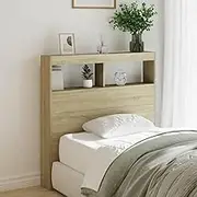 Sonoma Oak Headboard Cabinet, 100cm, with RGB LED Lights, Wood Storage, Wall Mounted for Bed Frame