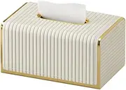 Gold Tissue Box Cover,pu Leather Tissue Box Cover Rectangle,Clear Tissue Box,Square Tissue Box for Home,Hotel, Restaurant, Office,Desk,Coffee Table