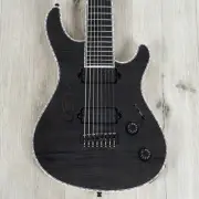 Mayones Regius 8 B28" 8-String Baritone Guitar, 3A Flame Maple Trans Black Gloss