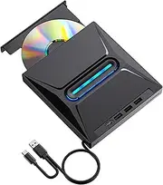 ZENWORYS USB 3.0 External CD DVD Drive High-Speed Portable CD/DVD +/-RW Drive with SD Card Reader, CD ROM Burner, and USB-C Conn