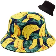 Cute Bucket Hat Beach Fisherman Hats for Women, Reversible Double-Side Banana