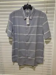 Quicksilver Blue and White Striped SS Button Up - NWT - Size S