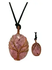 Rhodonite Wisdom Tree Crystal Pendant Jewellery Gemstone Spiritual Reiki Energy