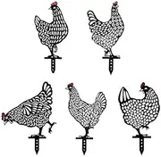 Namvo 5Pcs Chicken Yard Art, Garden Acrylic Statue Decor Rooster Animal Shape Backyard Lawn Ornaments Hen Yard Decorative Gifts