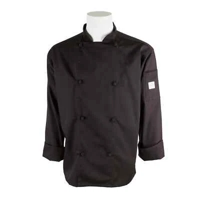 Mercer Culinary M61020BKS Genesis Unisex Black Long Sleeve Chef Jacket - S