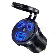 3 Port USB Dual PD Type-C Fast Car Charger Adapter For Motorcycle Boat ATV (for: Triumph)