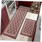 -Non-Slip-Kitchen-Mats-for-Floor [2PCS] Red Kitchen Rugs Machine Washable