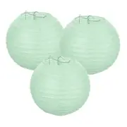 3Pcs Decorative Hanging Round Paper Lanterns 15cm/6", Light Blue