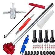 Valve Stem Tool Kit | Tire Remover Tool Valve Installer Tool | Quick Change Repair Tool Replacement T-Hook Car Accessories for Motorcycle & Tire