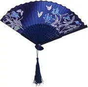 [Cabilock] Folding Fan Chinese Decor Vintage Decor Handheld Dancing Fan Chinese Style Fan Traditional Folding Hand Held Fan Folding Hand Fan Decorative Hand Fan Japandi Decor Bamboo and Silk