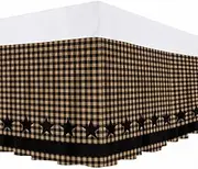 Vintage Black Star on Buffalo Checkered Bed Skirt Queen Wrap Around Ruffle Bed Skirts with Adjustable Elastic Belt-16''H Tailored Drop, Western Farmhouse Style Bedskirt for Bedroom