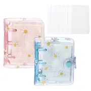 Clear 3 Ring Binder Cover, 2 Pack PVC Notebook Binder Pink Blue