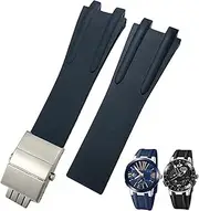 [BANDKIT] 26mm Rubber Steel Folding Buckle Watch Band Fit for Ulysse Nardin Blue Black Brown Sport Waterproof Strap accessories