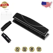 Black Metal 3-Hole Punch Set - 10 Sheet Capacity with User-Friendly Design