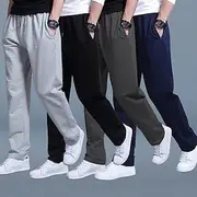 Men's Sweatpants Joggers Casual Pants Straight Leg Sweatpants Drawstring Elastic Waist Straight Leg Plain Outdoor Going out Fashion Streetwear Black Royal Blue