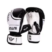 MMA Padded Leather Grappling sparring Gloves Black/ White L