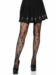 Leg Avenue Worship Me Cross Net Tights | Womens Standard 9753