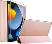 ProCase iPad 10.2 Case 2021 9th Gen/ 2020 8th Gen/ 2019 7th Gen Case with Tempered Glass Screen Protector, Slim Stand Hard Shell Protective Smart Cover for 10.2” iPad 9th/8th/7th Generation -Rosegold