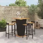 Outdoor Bar Set Outdoor Table and Stools Dining Set Rattan and Wood vidaXL