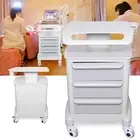 Beauty Cart Salon Trolley with 3 Drawers ABS Material 360°Rotating Wheels Brakes