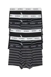 12 X Bonds Mens Guyfront Trunks Underwear Black / Grey Stripe