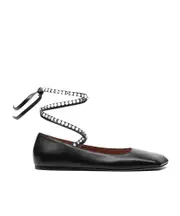 Lace-up flat Napa leather shoes 35,37.5,36 black