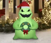 Christmas Airblown Inflatable Oogie Boogie with Monster Wreath Disney 5' Gemmy